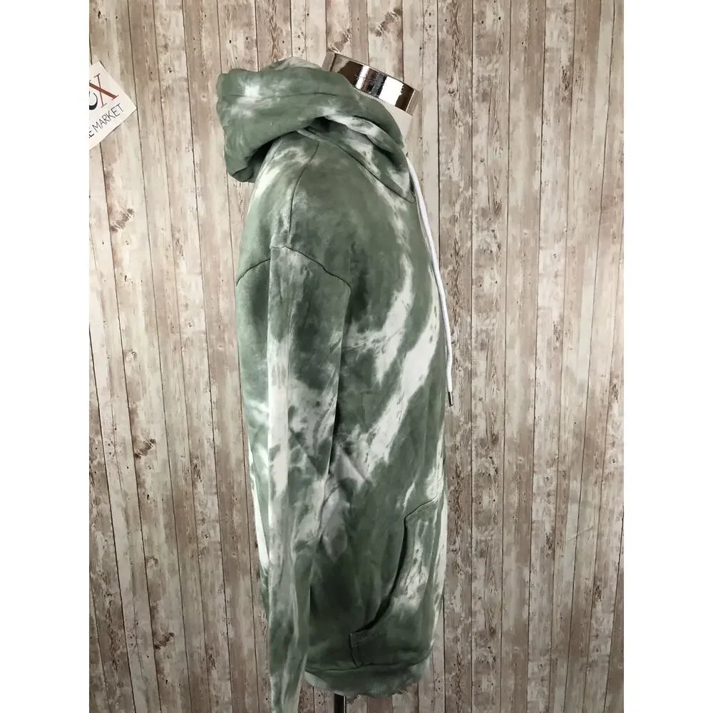 Boohoo Hoodie Mens Medium Camouflage Tie Dye Sweatshirt Green Pullover N114